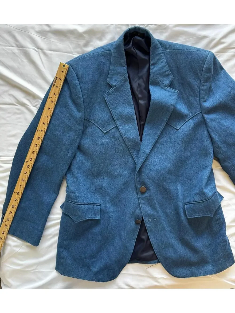 Vintage Circle S Dallas Texas Denim Western Blazer Jacket Men’s 42R Blue‎ Cowboy